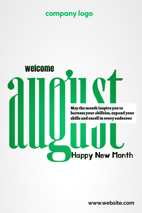 White Modern & Minimal Happy New Month August Template | PosterMyWall