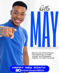 White Modern & Minimal Happy New Month Design  Instagram Portrait template