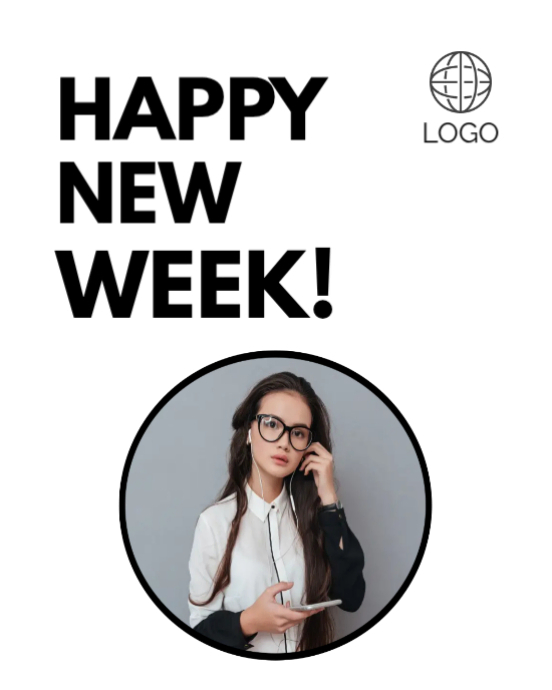 White Modern & Minimal Happy New Week Corporate Business Company Wishes ...
