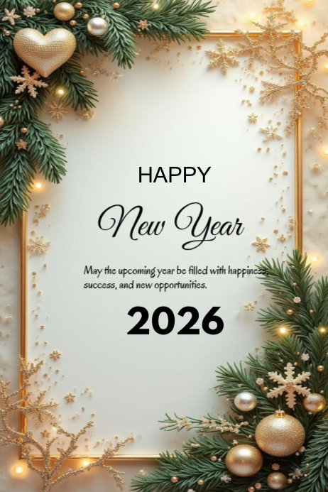White Modern & Minimal Happy New Year 2026 Poster Template | PosterMyWall
