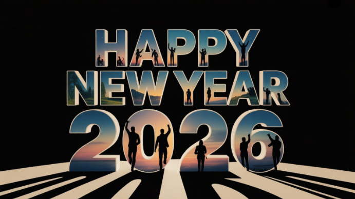 White Modern & Minimal Happy New Year 2026 Poster – Bold Typography ...