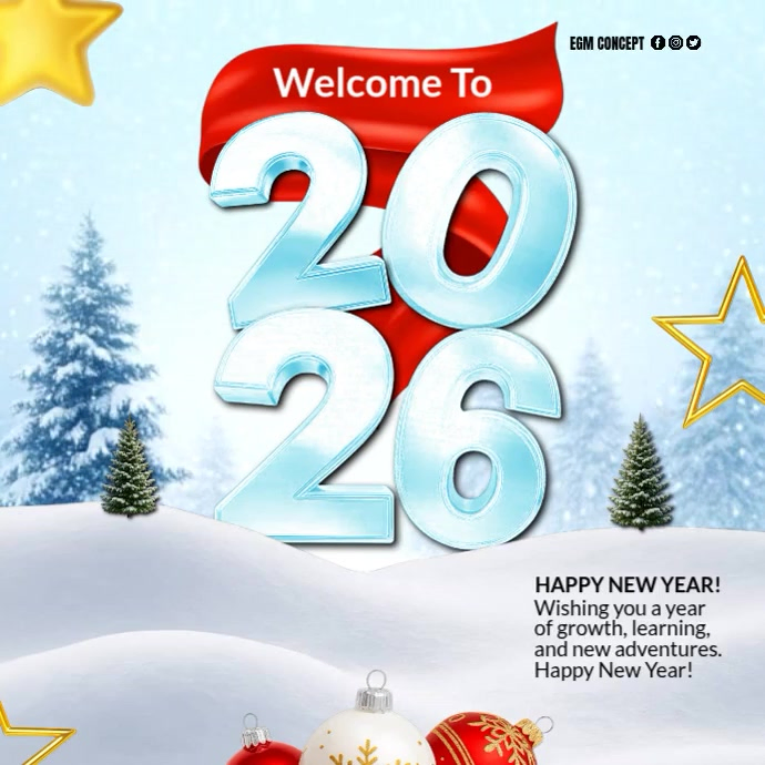 Plantilla de White Modern & Minimal Happy New Year 2026 Template ...