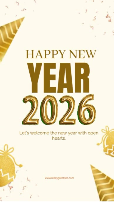 White Modern & Minimal Happy New Year 2026 Video Templates Digital ...