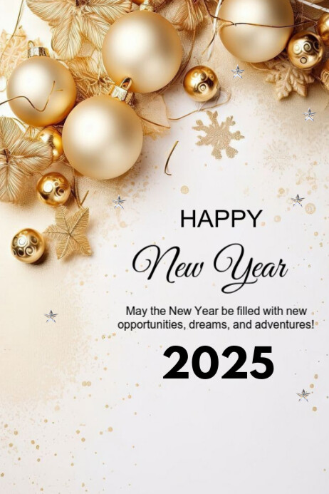 White Modern & Minimal Happy New Year Poster Template | PosterMyWall