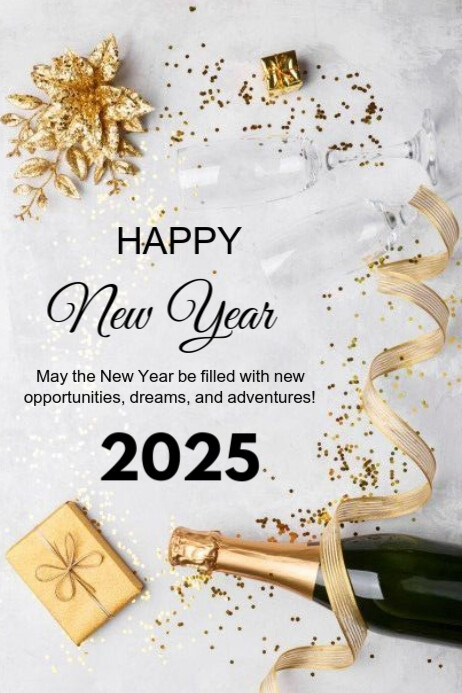 White Modern & Minimal Happy New Year Poster Template | PosterMyWall