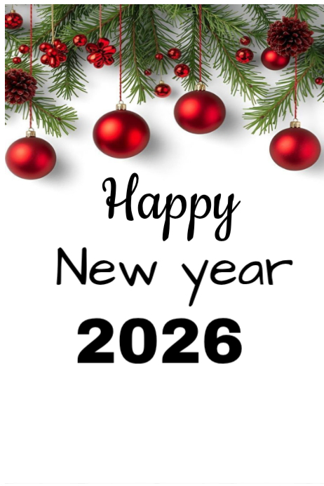 White Modern & Minimal Happy New Year Poster Template Poster | PosterMyWall