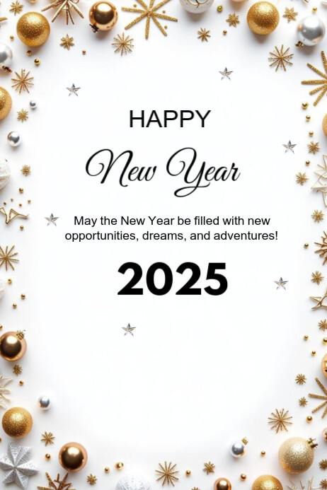 White Modern & Minimal Happy New Year Poster Template | PosterMyWall