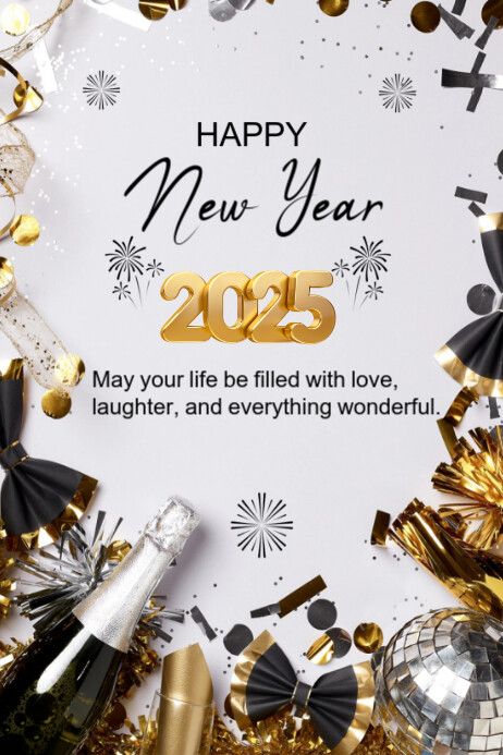 Copy of White Modern & Minimal Happy New Year Poster | PosterMyWall