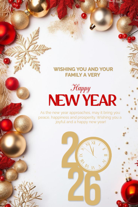 White Modern & Minimal Happy New Year Wishes Template Poster | PosterMyWall