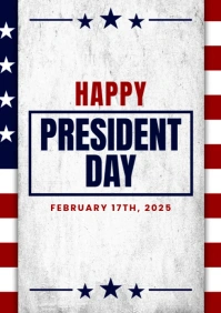 White Modern & Minimal Happy President's Day A4 template
