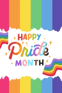 White Modern & Minimal Happy Pride Month Post Affiche template