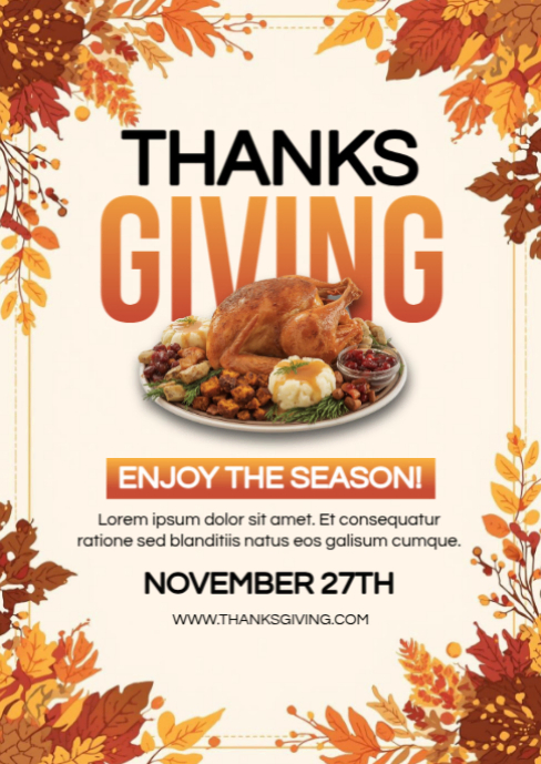 White Modern & Minimal Happy Thanksgiving Celebration  A6 template