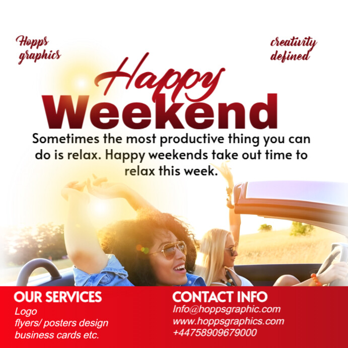 White Modern & Minimal Happy Weekend Free Social Media Template Free ...
