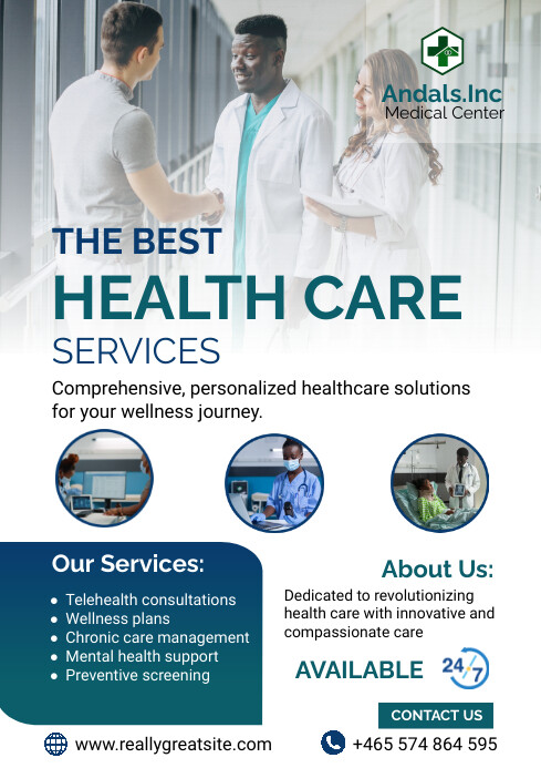 White Modern & Minimal Health Care A4 template