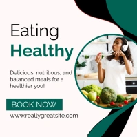 White Modern & Minimal Healthy Eating Poster Template | Fresh & Nutritious Design Square (1:1)