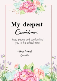 White Modern & Minimal Heartfelt Sympathy Card  A2 template