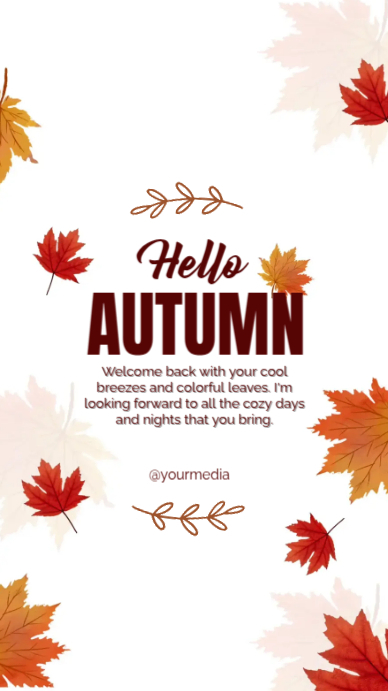 White Modern & Minimal Hello Autumn  Instagram Story template