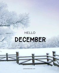 White Modern & Minimal Hello December Instagram Portrait template