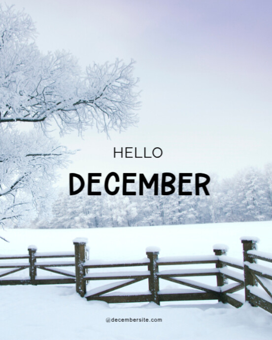 White Modern & Minimal Hello December Instagram Portrait template