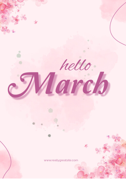 White Modern & Minimal Hello March  A4 template