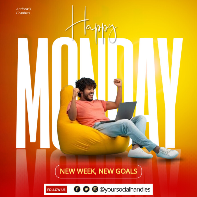 White Modern & Minimal Hello Monday Happy New Week Flyer Instagram Post template