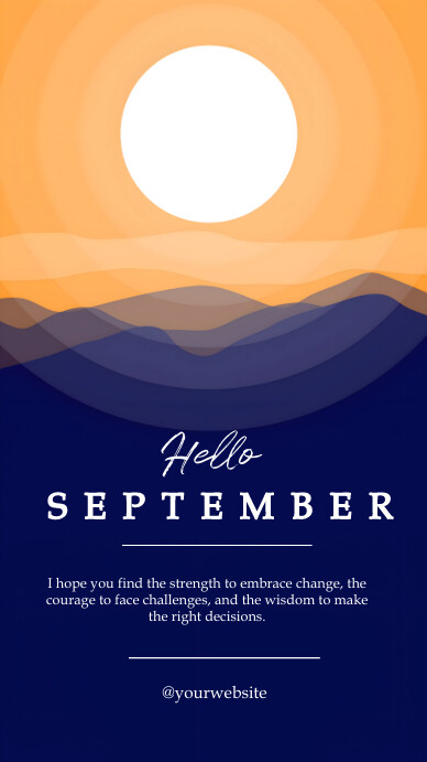 White Modern & Minimal Hello September  Insta Instagram Story template