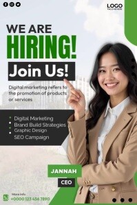 White Modern & Minimal Hiring Marketing  Banner 4' × 6' template