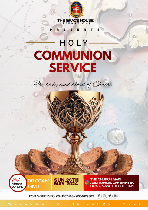 White Modern & Minimal Holy Communion Service Template | PosterMyWall