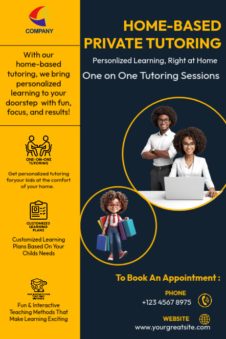 White Modern & Minimal Home Based Tutoring Poster Poster Plakkaat template