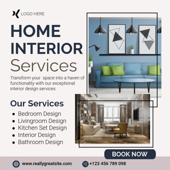 White Modern & Minimal Home Interior Services Instagram Post Template ...