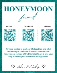 White Modern & Minimal Honeymoon Fund Qr Code Sign Flyer (us Letter) template