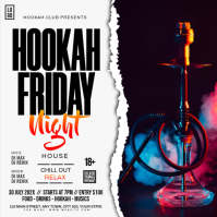 White Modern & Minimal Hookah Night Event Instagram Post template