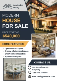 White Modern & Minimal House Sale A2 template