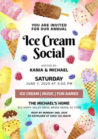 สีขาว White Modern & Minimal Ice Cream Social A4 A4 Template