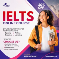 Белый IELTS Online Course Instagram Post Template