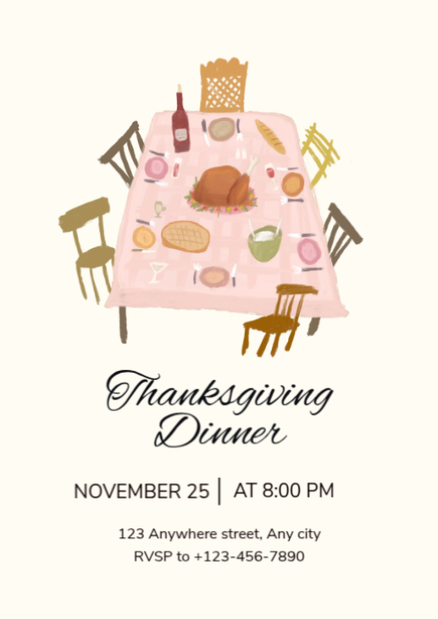 Copy of White Modern & Minimal Illustrative Thanksgiving Dinner ...
