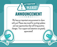 White Modern & Minimal Important Announcement  Medium Rectangle template