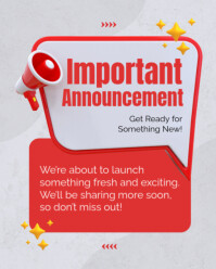 White Modern & Minimal Important Announcement Instagram Portrait template