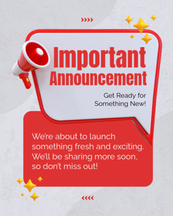 White Modern & Minimal Important Announcement Instagram Portrait template