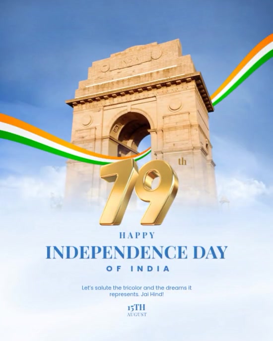 White Modern & Minimal Independence Day Of India Instagram Portrait template
