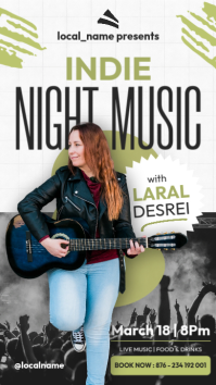 White Modern & Minimal Indie Music Night Instagram Story Template | Live Concert Event Poster | DJ P
