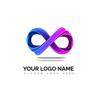 White Modern & Minimal Infinity Ambition Logo Design Template |bold Infinity Loop Logo | Limitless P