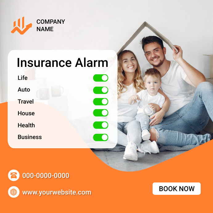 White Modern & Minimal Insurance Alarm Instag Template | PosterMyWall
