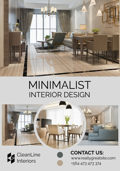 White Modern & Minimal Interior Design A3 Template | PosterMyWall