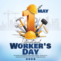 White Modern & Minimal International Worker's Day Square Video template