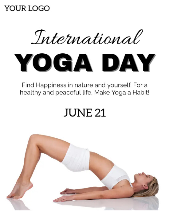 White Modern & Minimal International Yoga Day Instagram Portrait template