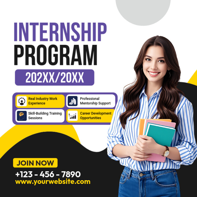 White Modern & Minimal Internship Design Poster Instagram Post template