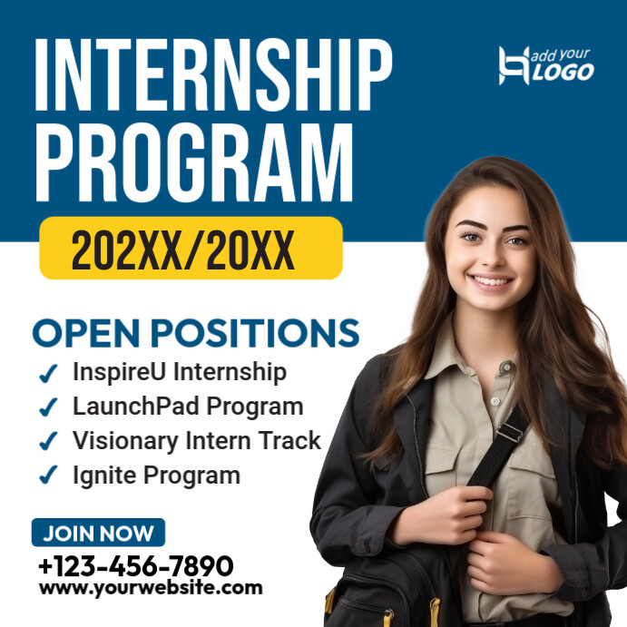 White Modern & Minimal Internship Design Poster Instagram Post template