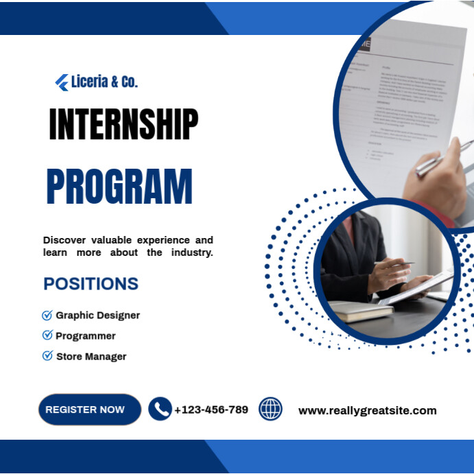 White Modern & Minimal Internship Program Instagram Post Template ...