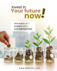 White Modern & Minimal Invest In Your Future Now Financial Growth Template Instagram Portrait